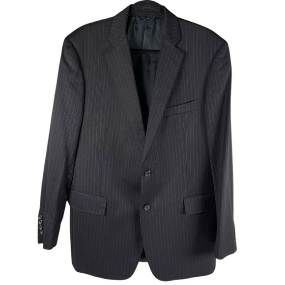 Brooks Brothers 1828 Regent fit 44L Men’s size black striped 100% wool blazer